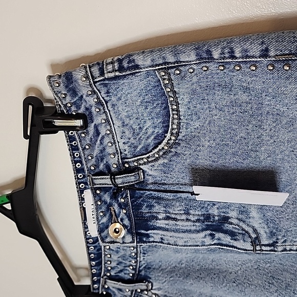 Revolve Pistola Anthropologie Studded Denim Skirt Chic Bohemian Luxury Summer - Picture 10 of 16